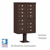 Cluster Box Unit: CBU, 14 Doors, Horizontal, 62 in H x 30 1/2 in W x 18 in D, Pedestal Mounting (MPN 3313BRZ-U)