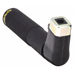 This twist-style electrode holder is designed for manual arc welding (SMAW) applications. It features a copper alloy jaw that securely grips electrodes up to 1/4 inch in diameter. The ball point screw cable connection accommodates 1/0 wire gauge. Rated for medium duty, it provides reliable current conduction for general welding tasks.