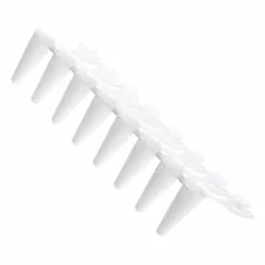 PCR Strip, Polypropylene, 0.1 mL, White, Conical Bottom, Angled Attached Caps, 230465