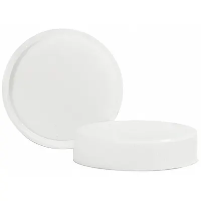 QORPAK Cap: 89 mm Dia, White, Polypropylene, F217, 89-400 mm Screw Closure Size - Screw On Caps