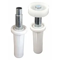 This pivot guide is used to guide and stabilize hanging doors in sliding or bypass door systems. It measures 2 1/2 inches in length by 3 3/4 inches in width and supports doors up to 30 lb per pair. Sold as a single pair (1 PR).