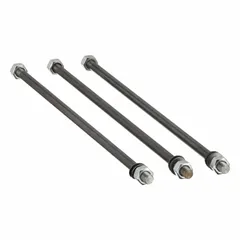 This bolt kit is used to secure and align the work sections of a stack valve assembly in hydraulic systems. It includes tie rods and hardware for fastening valve stacks, ensuring structural integrity in industrial equipment such as presses and injection molding machines.