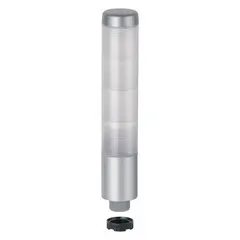 Four-tier tower light assembly with green, red, white, and yellow light tiers plus an integrated sounder tier. Operates on 24V AC/DC supply voltage. Overall height 209 mm. Used for visual and audible status indication in industrial automation and machinery.