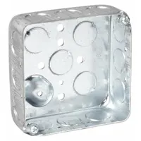 RACO Electrical Box: Steel, Steel - 4" x 4" Square Box Material & Nominal Size, Square, 2 Gangs (MPN 190)