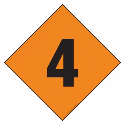 LABELMASTER Fire Division Symbol Placard: 4, 24 in, 24 in Label Wd, Reflective Sheet