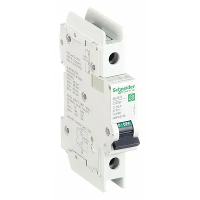 SCHNEIDER Miniature Circuit Breaker: 35 A Amps, 60V DC, 14kA at 120/240V AC - C-Curve, 1-Pole UL489 DIN Rail-Mount Miniature Circuit Breakers