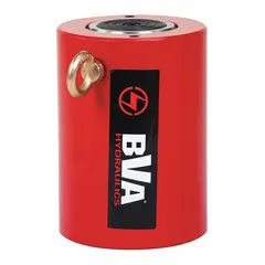 Single-acting hydraulic ram with 100 ton nominal capacity and 2 in nominal stroke. Constructed from steel. Suitable for heavy lifting, pressing, and maintenance tasks in industrial settings.