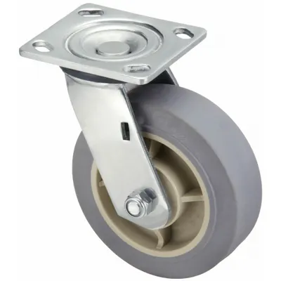 OEM Swivel Plate Caster, Corrosion-Resistant, Rubber Wheel, 6 in Diameter - Corrosion-Resistant Plate Casters