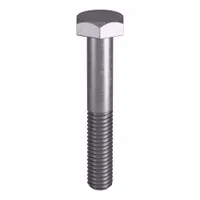 Grade B8 heavy hex bolt, stainless steel, plain finish, with 3/8"-16 thread size and 2-1/2 inch length. Meets ASTM A193 material quality standards and ASME B18.2.1 dimensional standards. Suitable for high-temperature and high-pressure applications such as flanged connections in piping, pressure vessels, and valve assemblies. Sold in a pack of 10; nut not included