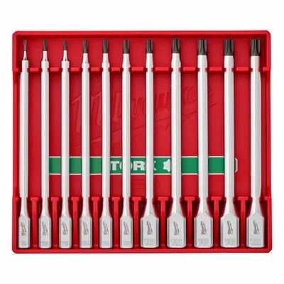 MILWAUKEE 11pc 1/4" and 3/8" Drive Torx Long Bit Socket Set: 1 - 25 Pieces, 13 Pieces - Torx Bit Socket Sets