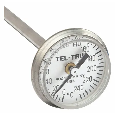 TEL-TRU Dial Pocket Thermometer: 0°C to 250°C, +/- 1% Accuracy, 5 in Stem Lg - NSF-Rated Dial Pocket Thermometers