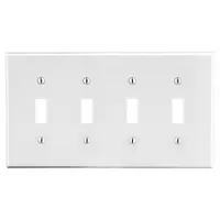 HUBBELL Wall Plate: Toggle, 4 Gang, White, Std Size (MPN P4W)