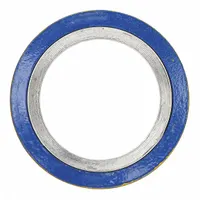 Spiral-wound flange gasket for 2 1/2 in pipe. Features graphite filler and 304 stainless steel winding. Used in flanged joints for sealing in industrial piping systems