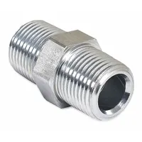 MI-T-M Hex Nipple: Mfr Part # 24-0010, Steel, 3/8 in Overall Dia