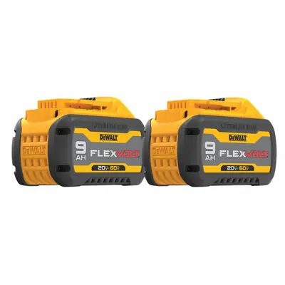 DEWALT Battery: FLEXVOLT, 9 Ah, 2 Batteries Included, 20V DC/60V DC - DEWALT Cordless Tool Batteries