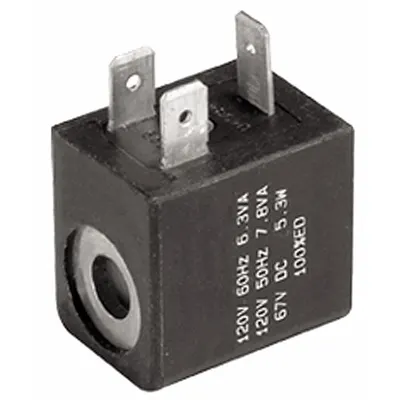 Parker Solenoid Coil: 12V DC, 14°F to 120°F, Plug-In, DIN 43650 Form B, IP65 - Parker Solenoid-Operated Inline Air Control Valve Solenoids
