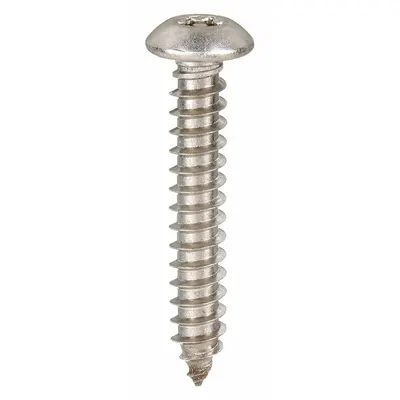 TAMPER-PRUF SCREW Tamper Resistant Screw: #8 Size, 1/2 in Lg, Stainless Steel, Plain, Button - Button Head Sheet Metal Screw