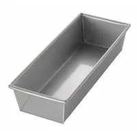 Open-top bread pan made of aluminized steel in a silver finish. Single slot with 5 in overall width and 2 3/4 in overall depth. Suitable for baking open-top loaves in commercial or high-volume kitchens