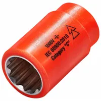 ITL Insulated Socket: 1/2 in Drive Size, 3/4 in Socket Size, 2 in Overall Lg, 12-Point, Std, Chrome (MPN 01630)