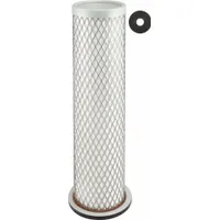 Engine air filter with round-oval shape and axial seal. Outside diameter 2 31/32 in. Designed for Hough vehicles. Traps airborne contaminants to protect the engine