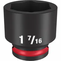 MILWAUKEE Standard Impact Socket: 1/2 in Drive Size, SAE, 1 7/16 in Socket Size, 6-Point, Std (MPN 49-66-6217)