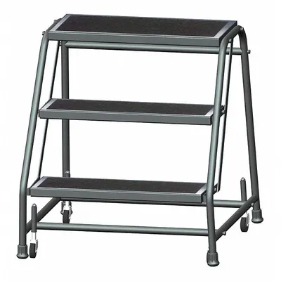 BALLYMORE Step Stool: 2.4 ft Overall Ht, 450 lb Load Cap, 3 Steps, Steel - Rolling Step Stools