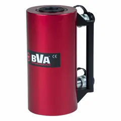 This lightweight hollow ram from BVA HYDRAULICS has a nominal capacity of 30 tons, a 6-inch stroke, and a 1.50-inch center hole for passing rods or cables. It is used in pulling, pushing, lifting, and tensioning operations in construction, bridge repair, and heavy equipment maintenance.