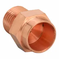 Wrot copper adapter fitting with cup (sweat) connection for 1-inch CTS copper tube and male NPT threaded end for 1/2-inch pipe. Used to transition from copper tubing to threaded connections in plumbing and piping systems