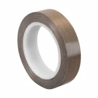 This PTFE slick surface tape features a silicone adhesive and is rated for continuous use up to 500°F. The brown tape is 1 inch wide, 5 yards long, and 7.7 mils thick. It is commonly used for high-temperature masking, sealing, and release applications in heat sealing, packaging, and electrical insulation where a non-stick surface is required