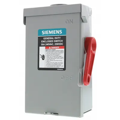 Siemens Safety Switch: Fusible, 30 A, Three Phase, 240V AC, Galvanized Steel - Fusible Safety Switches