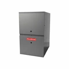 This downflow gas furnace delivers 60,000 BtuH heating input with 1,200 cfm airflow. Rated at 80% AFUE, it is California Low NOx compliant. Dimensions: 33-3/8 in H x 14 in W x 28 in D. Suitable for whole-house residential heating in downflow applications.