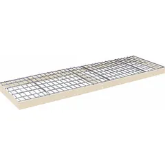 This boltless shelf kit includes a steel frame and 4 ga steel wire decking with a powder-coated tan finish. It comes with two front-to-back beams and supports up to 600 lb. Suitable for organizing storage in warehouses, distribution centers, and manufacturing facilities.