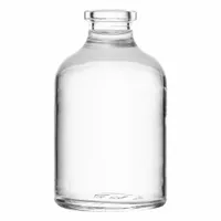 Colorless square serum vial with self-standing design. Body diameter 42.5 mm, screw closure size 20 mm. Supplied without closure. Suitable for storing and transporting liquid samples in laboratory and pharmaceutical settings