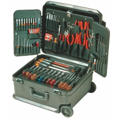 XCELITE Electronics Tool Kit: 86 Total Pcs, Rolling Tool Case - Electronics Tool Sets