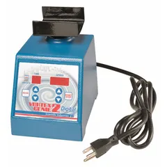 Digital vortex mixer with speed range of 500 RPM to 3,000 RPM. Includes timer function and microplate adapter for mixing small-volume liquid samples in laboratory settings.