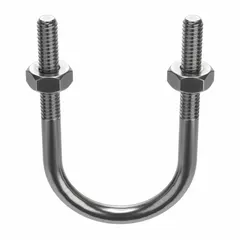 This stainless steel U-bolt is designed for securing 3/4 in pipe to structural supports. It features a 1/4"-20 thread size and a 2 1/4 in inside height. Commonly used in plumbing, HVAC, and material handling applications to fasten pipe runs to beams or frames.
