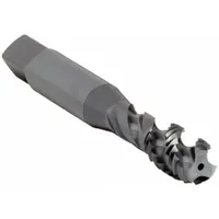 Spiral-flute tap for threading blind holes in steel and stainless steel. Features a 3-flute design with bottoming chamfer for efficient chip evacuation upward. Thread size 1/2"-20 UNF, tolerance class H5 for 2B-3B fit. Manufacturer part number 0138901