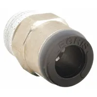 Nickel-plated brass push-to-connect adapter fitting for connecting 1/4 in OD nylon or polyurethane tubing to a 1/4 in male BSPT threaded port. Suitable for pneumatic systems, instrumentation, and fluid-handling applications. Pack of 10