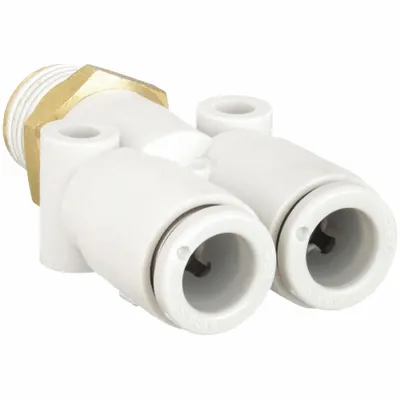 SMC KQ2U07-03AS Polybutylene & Brass Tube Fitting, 1/4 in, White - Polybutylene & Brass Tube Fittings