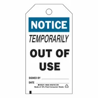 Tag: Notice, 3 in Wd, 5 3/4 in Ht, Black/Blue/White, Rectangle, Polyester, Indoor/Outdoor, 10 PK (MPN 86536)