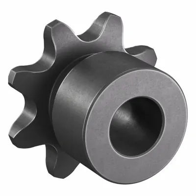 TSUBAKI Sprocket: One-Sided Hub, For Single Strands, 35, 8 Teeth, 0.98 in Pitch Dia - Size 35 Plain-Bore Roller Chain Sprockets