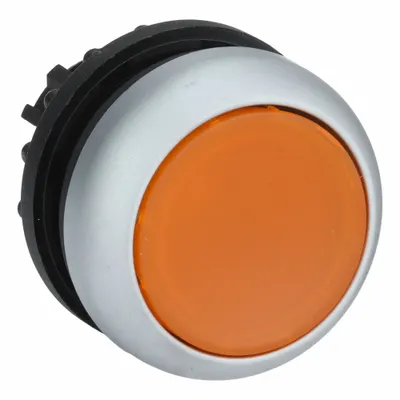 EATON Flush Push Button: Amber, 22 mm Mounting Size, Non-Metallic - Illuminated Flush-Mount Push-Button Operators