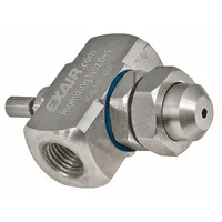 This internal mix air-atomizing spray nozzle produces a narrow angle round spray pattern at 15 inches. It has a flow rate of 0.6 scfm and a 1/4 in FNPT connection. Constructed from stainless steel, it is suitable for industrial coating, humidification, and cooling applications requiring precise liquid atomization