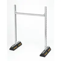 Electroplated cast iron support on a rubber base, 38.75 in L x 43.5 in W. Overall length 38.75 in. Used for elevated support of ductwork, piping, and conduit in industrial settings, providing vibration dampening and secure mounting via strut channel