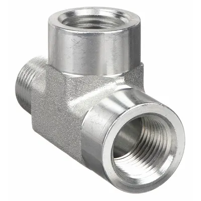 PARKER Metal Pipe Tee: Tee, Carbon Steel, 1/4 in x 1/4 in x 1/4 in - Threaded Instrumentation Extreme-Pressure Pipe Fittings