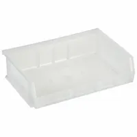 QUANTUM STORAGE SYSTEMS Hang and Stack Bin: 11 in x 7 3/8 in x 3 in, Clear, Label Holder Included (MPN QUS236CL)