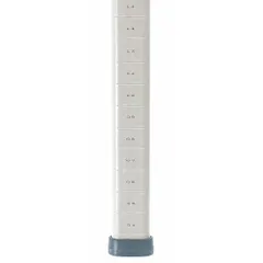 Polymer post for use in harsh environment antimicrobial plastic shelving systems. Constructed of polymer in a taupe finish. Measures 13 3/16 inches in length by 1 3/4 inches in width. Suitable for storage applications requiring resistance to moisture, chemicals, or microbial growth.