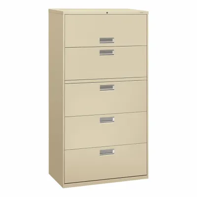 HON Lateral File Cabinet with Drawer: Putty, 5 Drawers, 64 1/4 in Overall Ht - Lateral File Cabinets