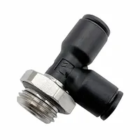 This LEGRIS tube fitting is a tee configuration with BSPP, push-to-connect, and MBSPP connections. It is made of nylon and nickel-plated brass, with a 3/8" thread size A. Used in pneumatic and fluid handling systems to create branch connections for 8 mm tubing