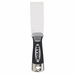 Corrosion-resistant spreading tool with a full straight stainless steel blade and plastic handle. Designed for applying fillers, adhesives, and sealants in industrial environments where precise spreading is required.